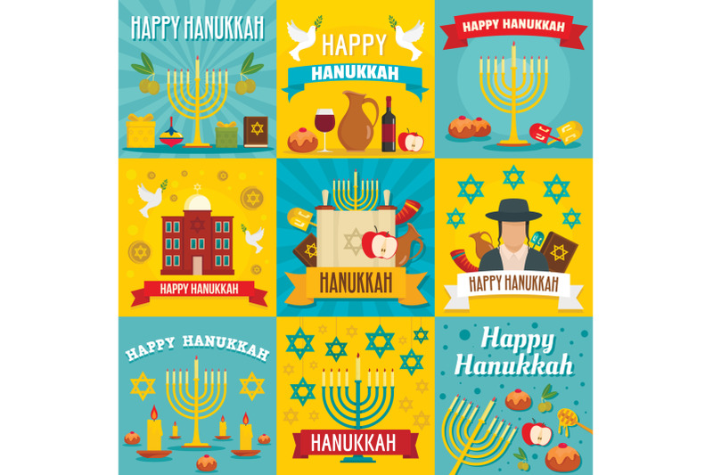 hanukkah-banner-set-flat-style