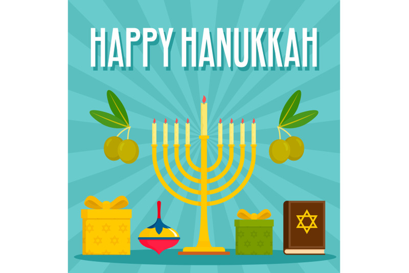 happy-hanukkah-menorah-concept-background-flat-style