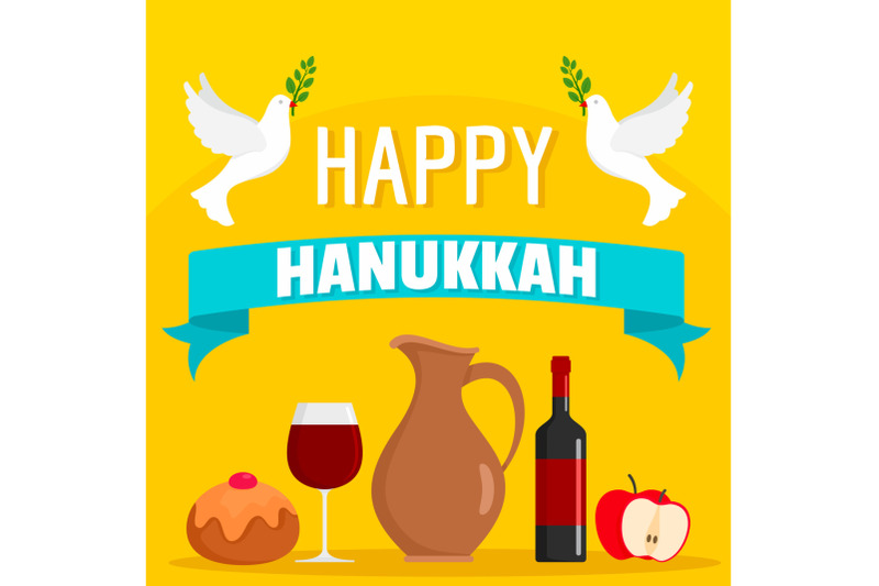 happy-hanukkah-food-concept-background-flat-style