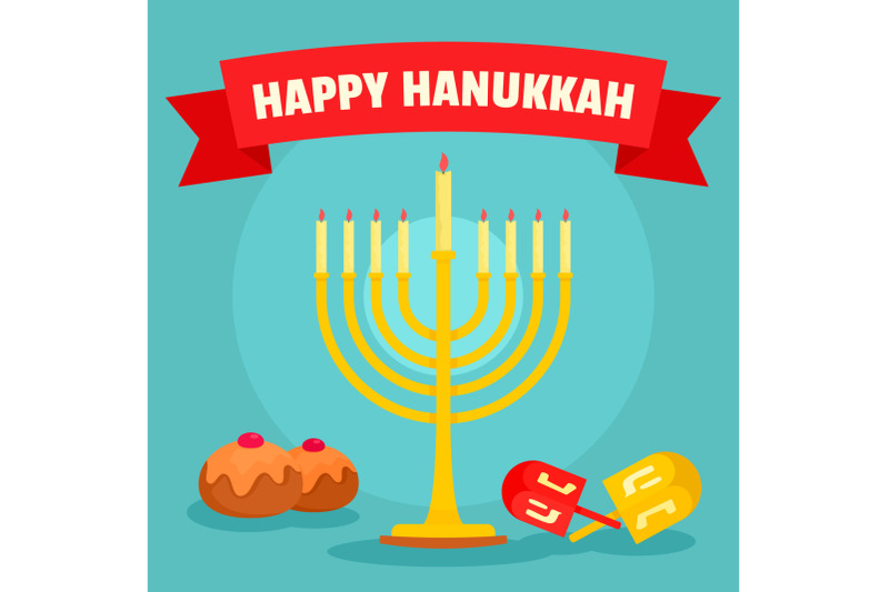 jewish-happy-hanukkah-concept-background-flat-style