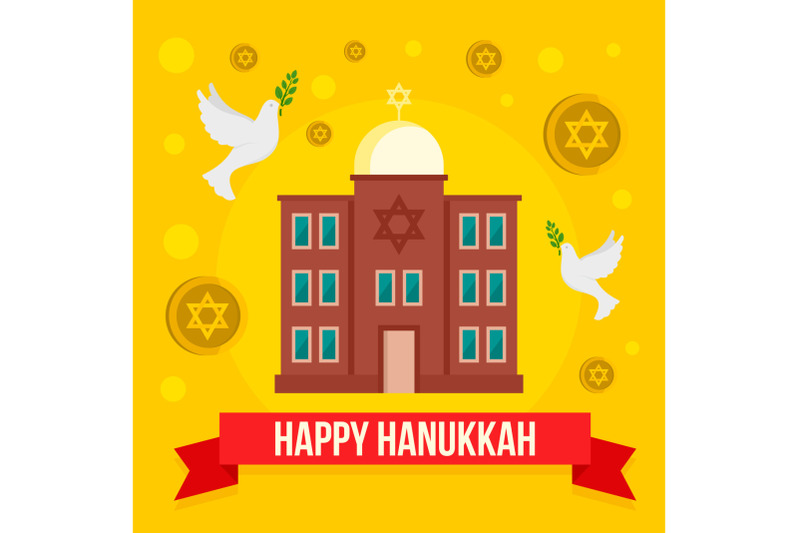 happy-hanukkah-jewish-church-concept-background-flat-style