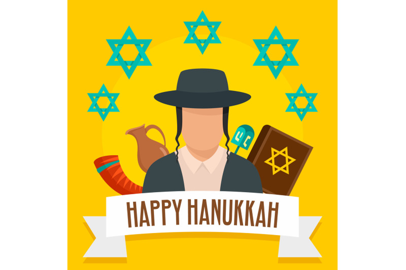 happy-hanukkah-concept-background-flat-style