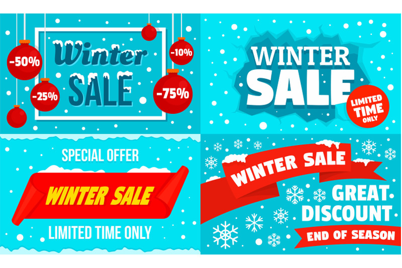 winter-sale-banner-set-flat-style