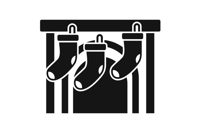 xmas-socks-fireplace-icon-simple-style