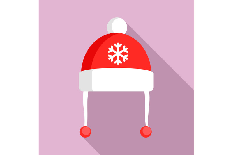 red-winter-hat-icon-flat-style