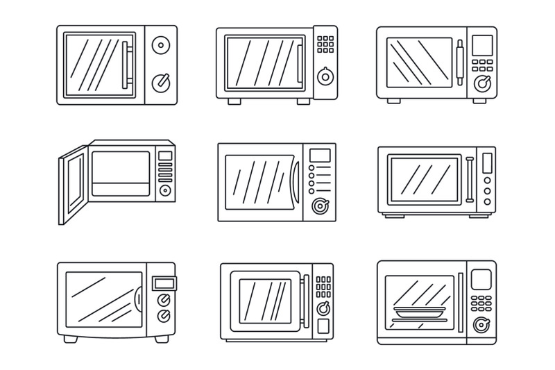 modern-microwave-icon-set-outline-style
