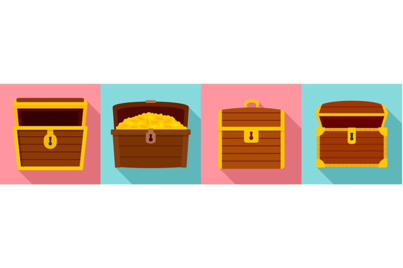 dower-chest-icon-set-flat-style