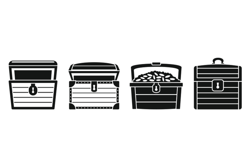 dower-chest-box-icon-set-simple-style