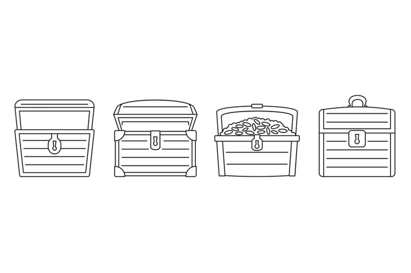 old-dower-chest-icon-set-outline-style