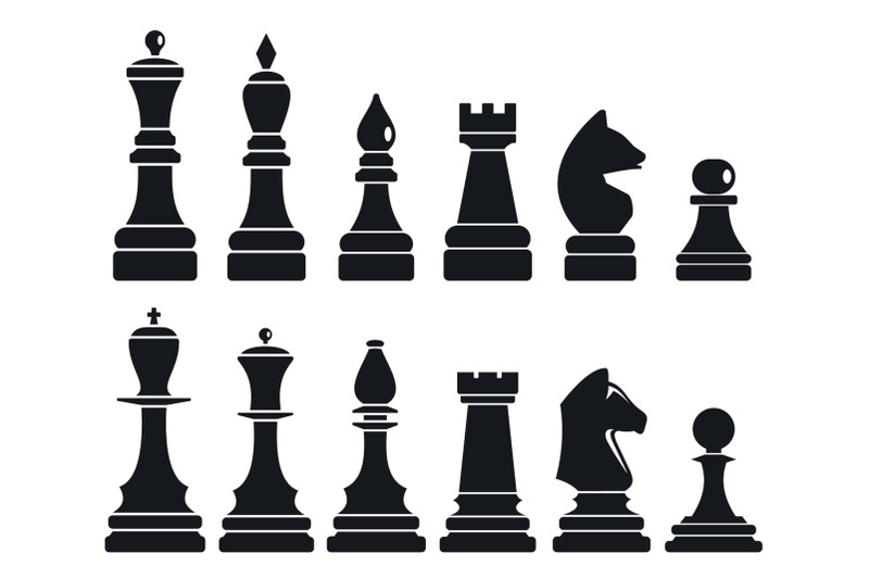 chess-game-icon-set-simple-style