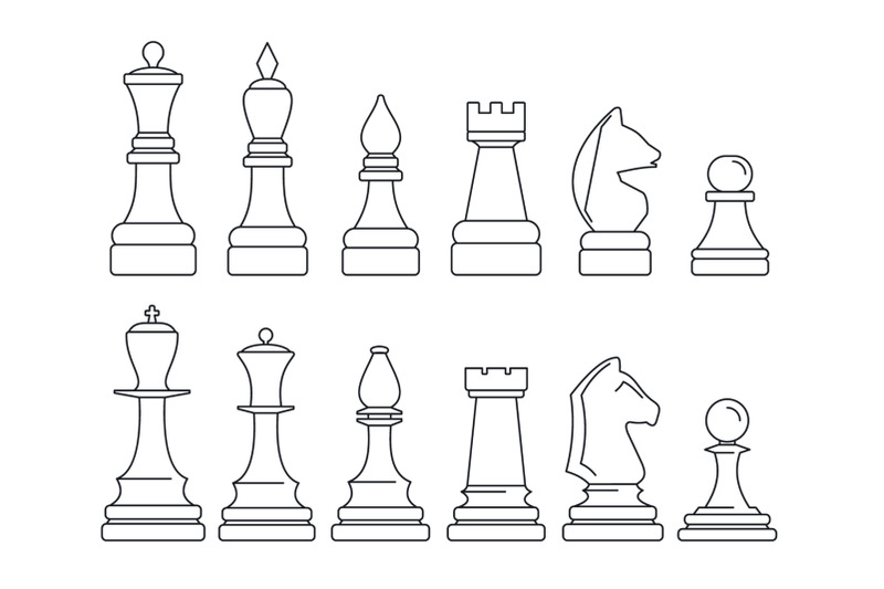 chess-piece-icon-set-outline-style