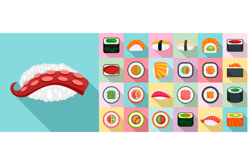 sushi-roll-icon-set-flat-style