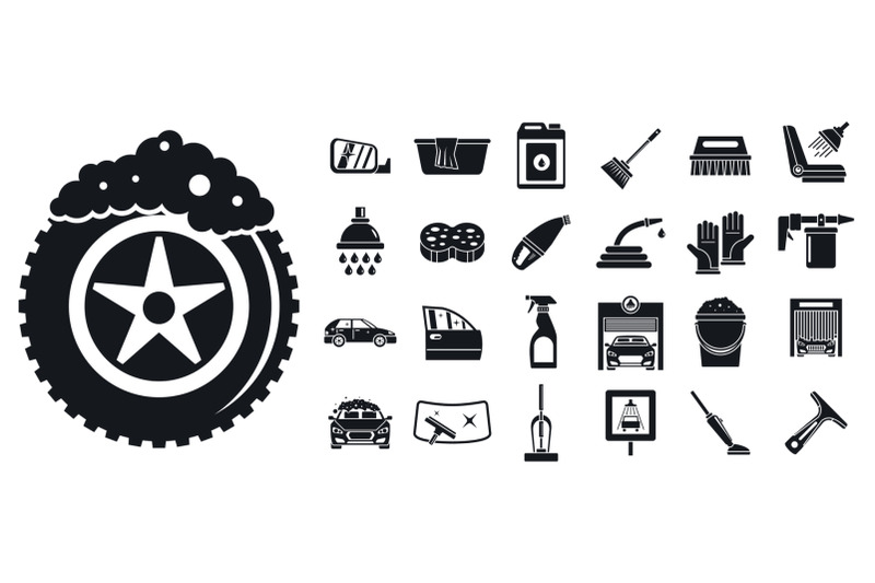 cleaning-car-wash-icon-set-simple-style