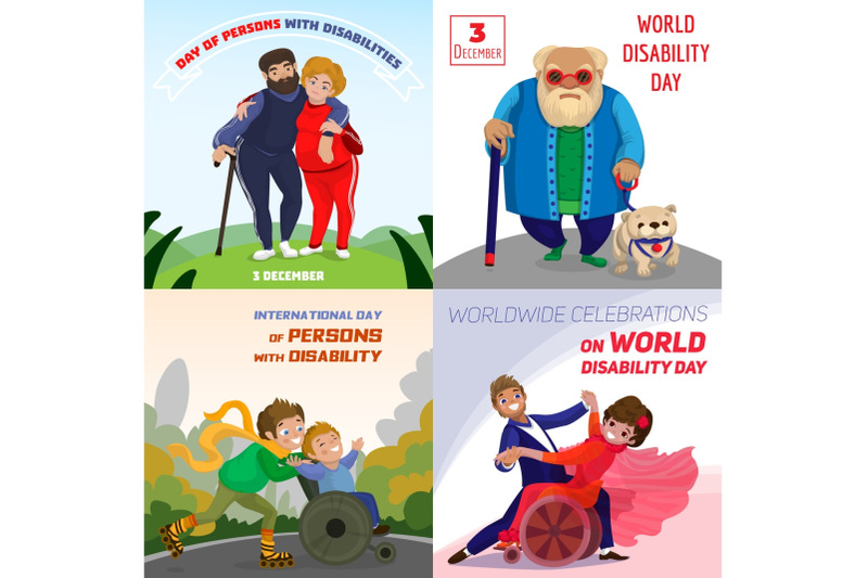 day-persons-disabilities-banner-set-cartoon-style