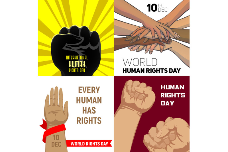 rights-day-banner-set-cartoon-style