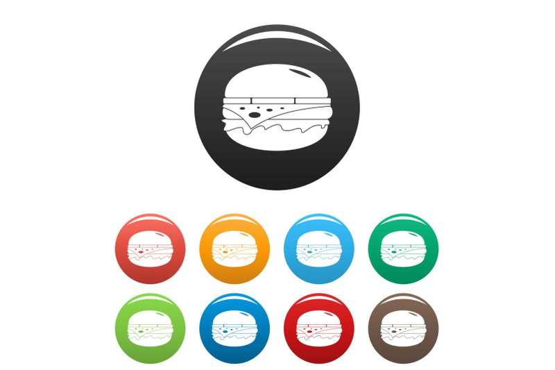 american-burger-icons-set-color