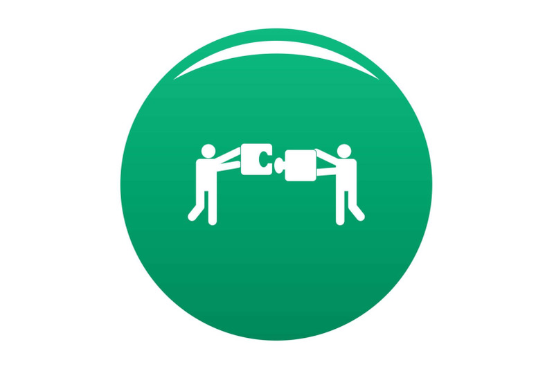 teamwork-with-puzzle-icon-vector-green