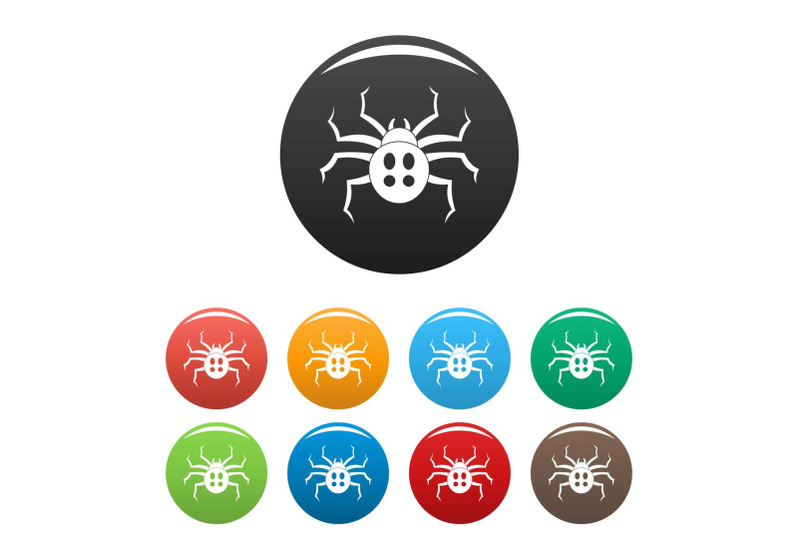 garden-spider-icons-set-color
