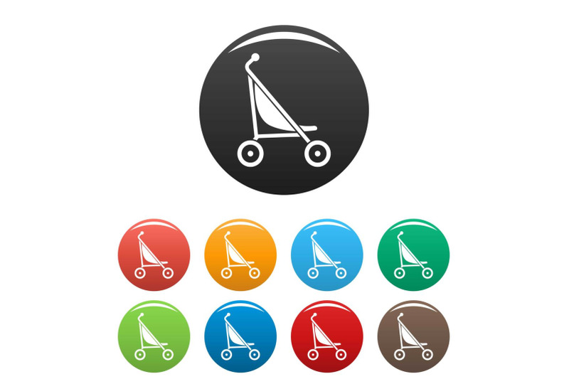 little-pram-icons-set-color