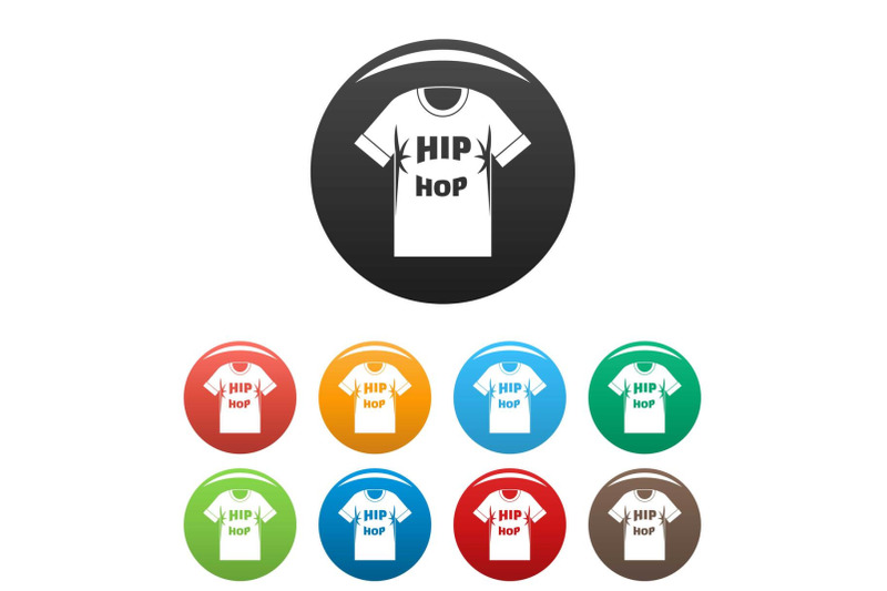 hip-hop-tshirt-icons-set-color