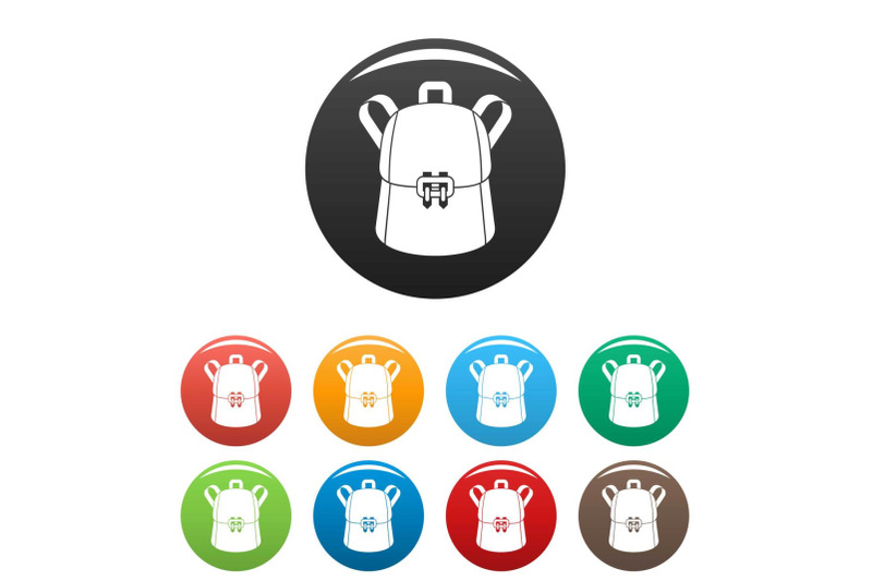 trendy-backpack-icons-set-color