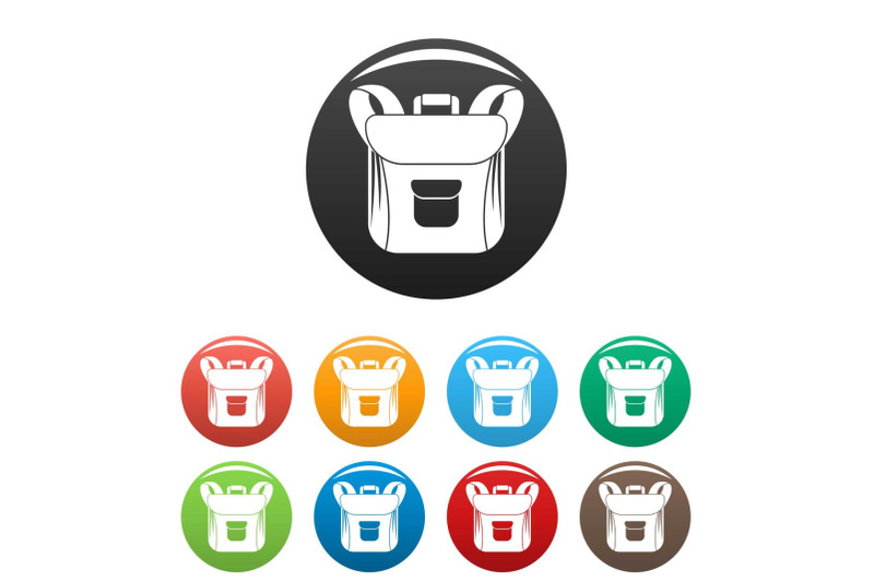 small-backpack-icons-set-color