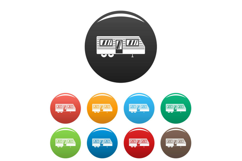 trailer-house-icons-set-color