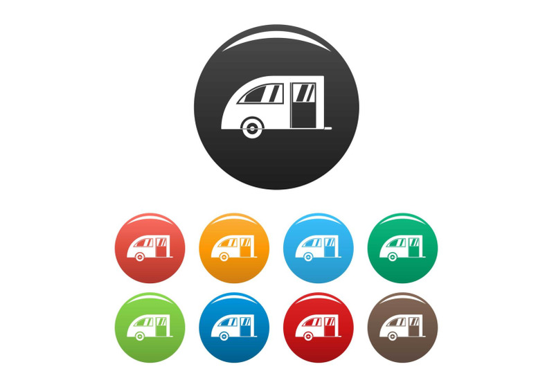 camping-trailer-icons-set-color