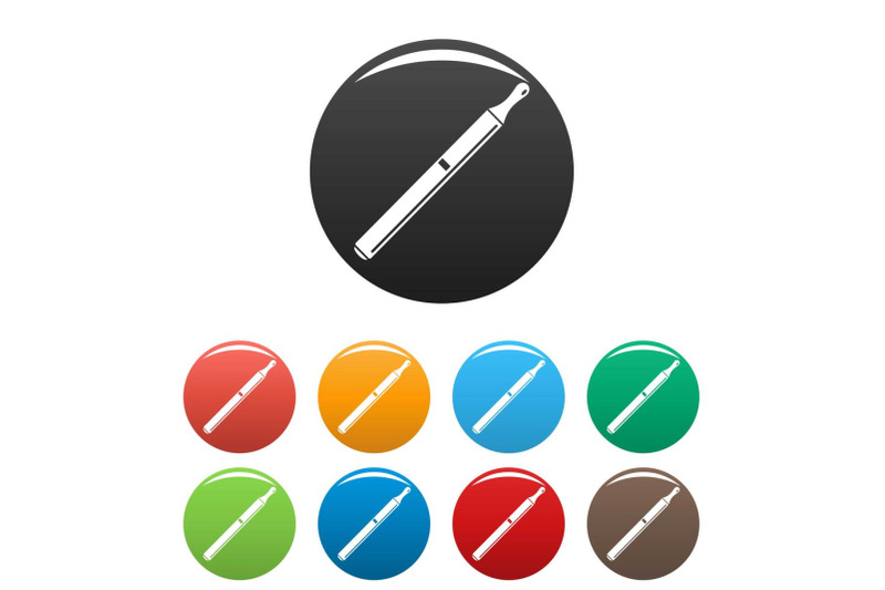 electric-cigarette-icons-set-color