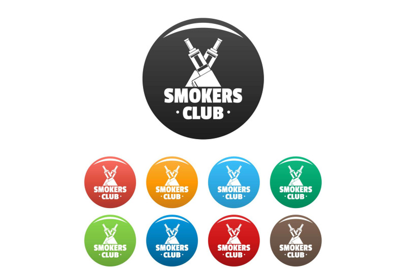 vape-smokers-club-icons-set-color