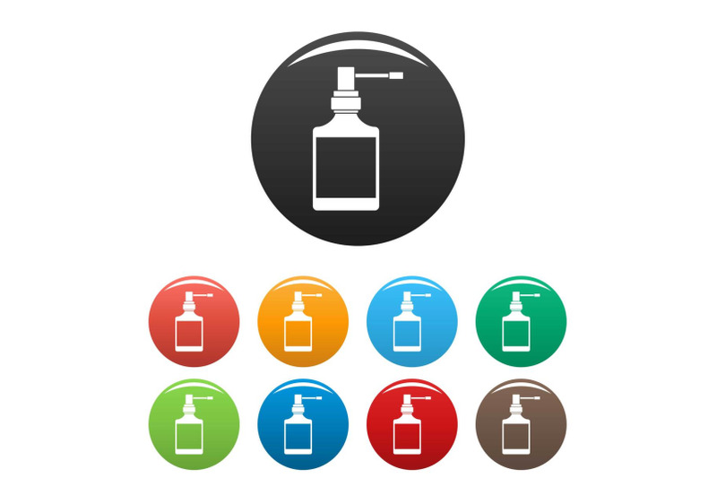 respiration-spray-bottle-icons-set-color