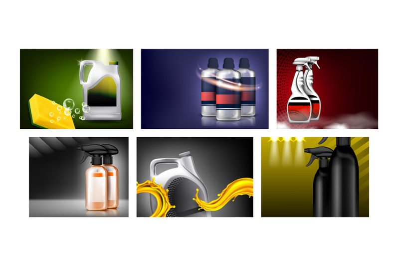 car-products-creative-promotion-posters-set-vector