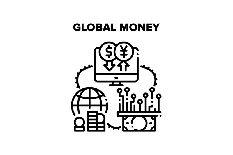 global-money-vector-black-illustration