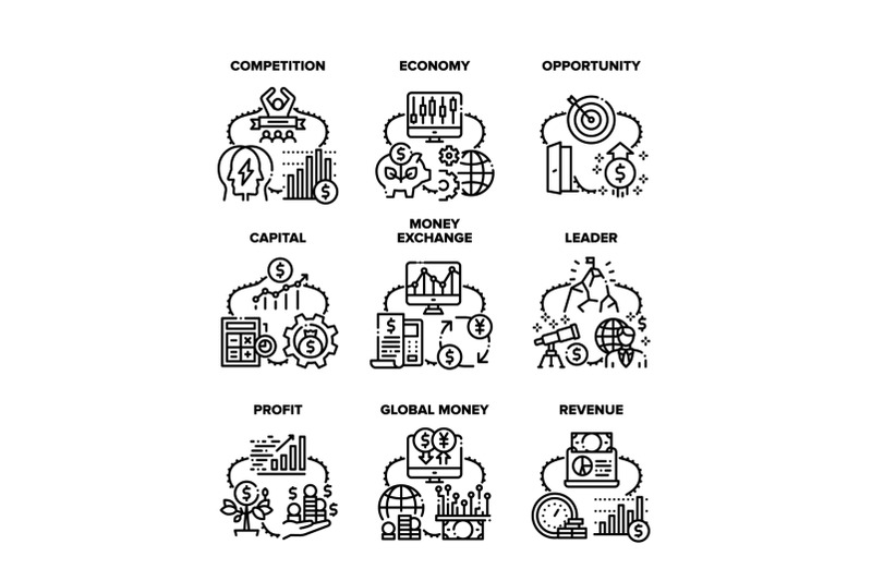 finance-capital-set-icons-vector-illustrations