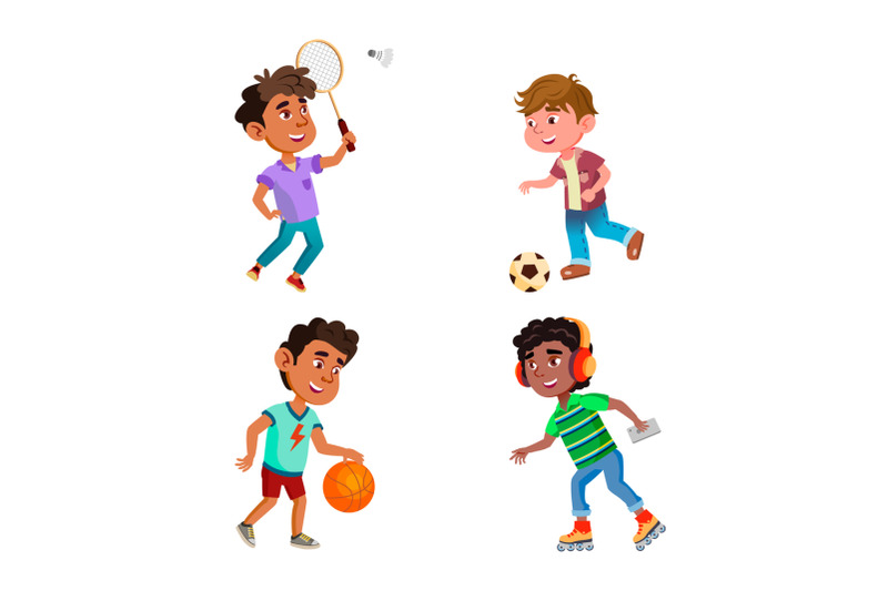 kids-boys-play-sport-game-on-playground-set-vector