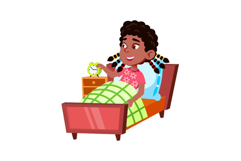 girl-child-wake-up-in-bed-daily-activity-vector