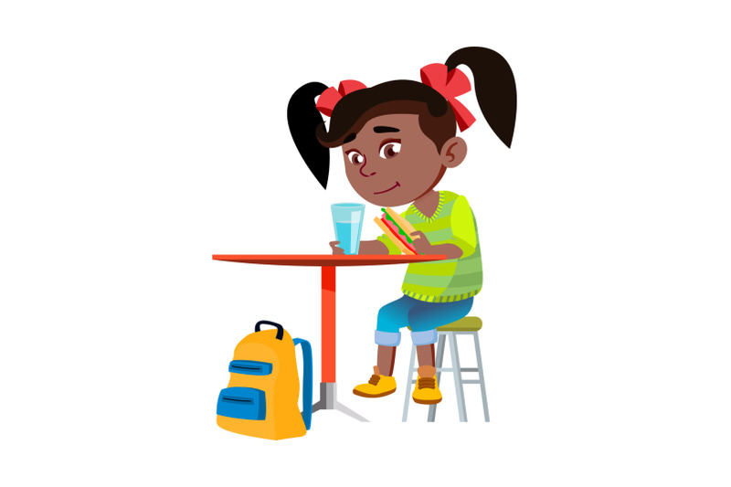 Girl Child Eating Breakfast In Kitchen Vector By Pikepicture