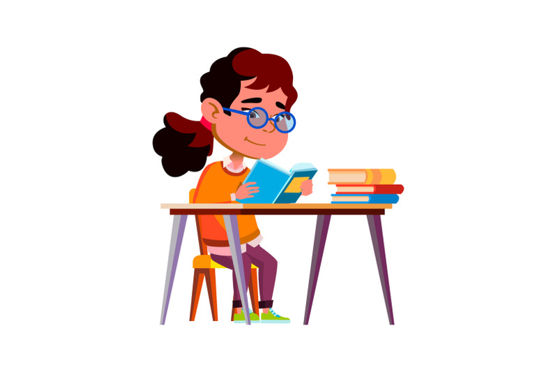 girl-child-reading-education-book-at-table-vector