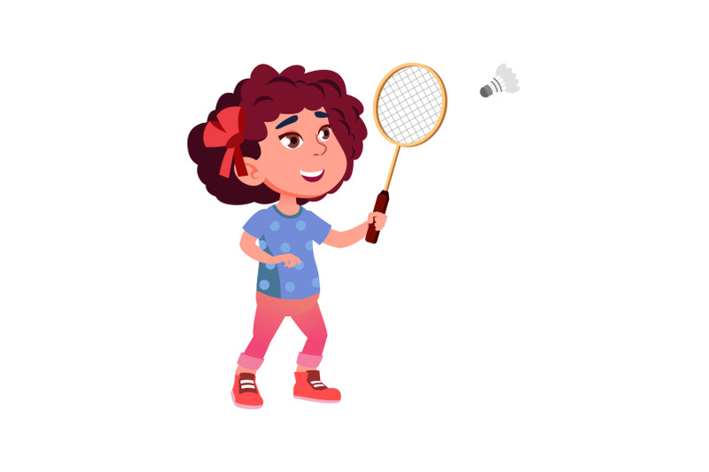 girl-child-playing-badminton-sport-game-vector