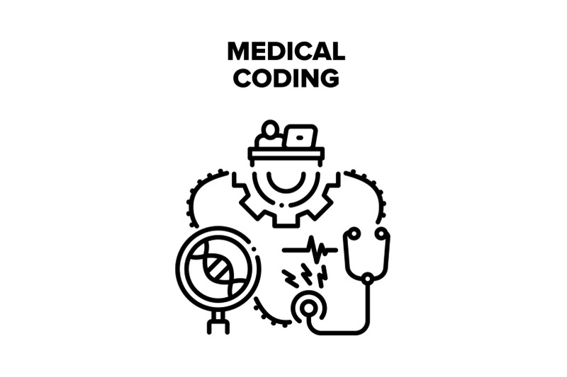 medical-coding-vector-concept-black-illustration