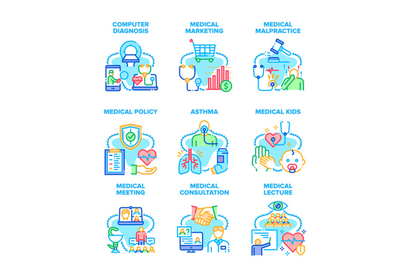 medical-meeting-set-icons-vector-illustrations