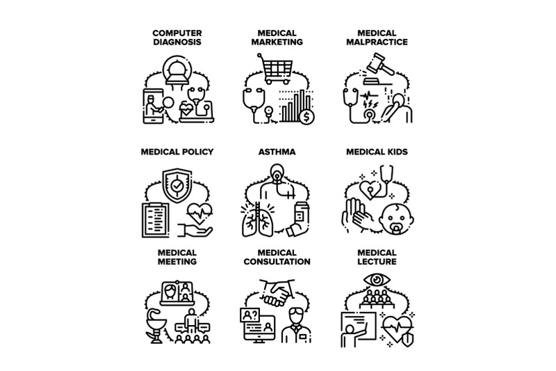 medical-meeting-set-icons-vector-illustrations