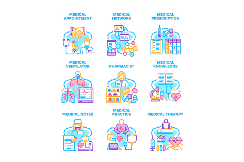 medical-practice-set-icons-vector-illustrations