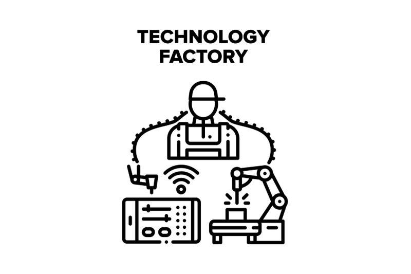 technology-factory-production-vector-black-illustration