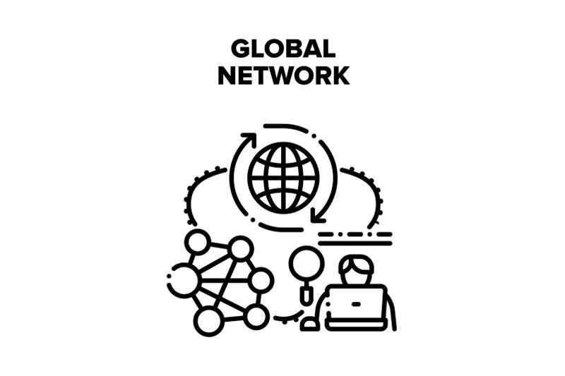 global-network-vector-black-illustration