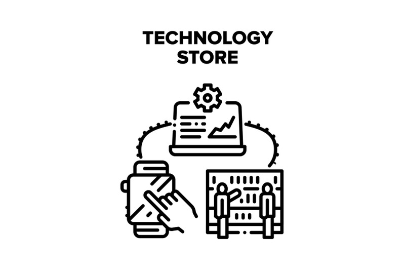 technology-store-vector-black-illustration