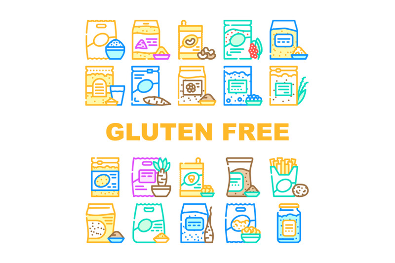 gluten-free-products-collection-icons-set-vector