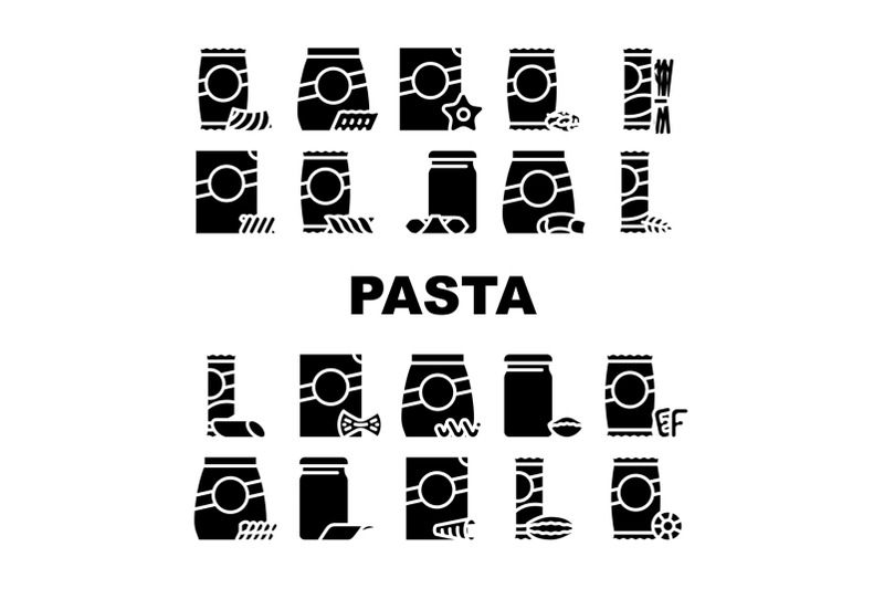 pasta-food-package-collection-icons-set-vector