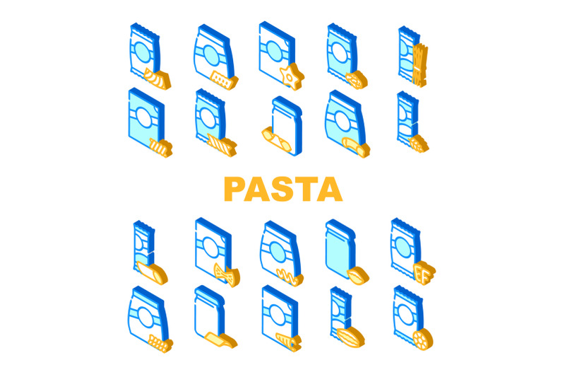 pasta-food-package-collection-icons-set-vector