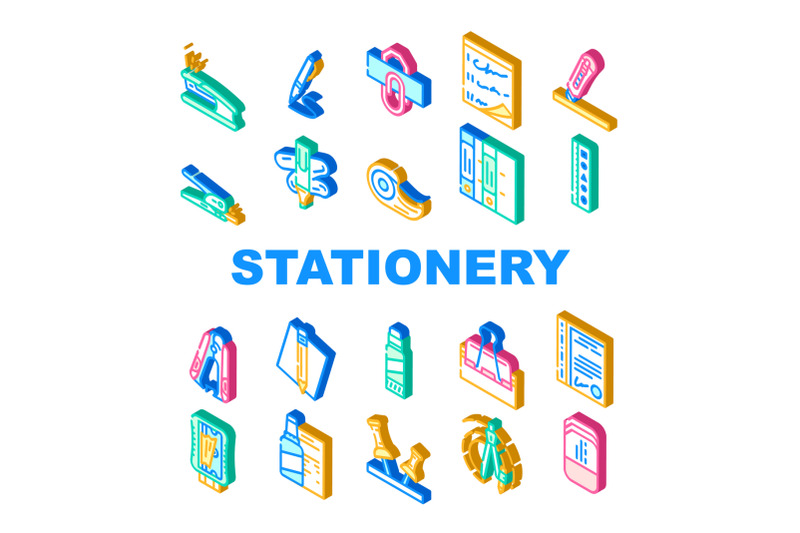 stationery-equipment-collection-icons-set-vector